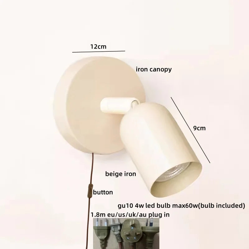 IWHD Nordic Modern LED Wall Lamp Sconce Pull Chain Switch Bedroom Living Room Corridor Cream Style Stair Light Fixture Luminaria