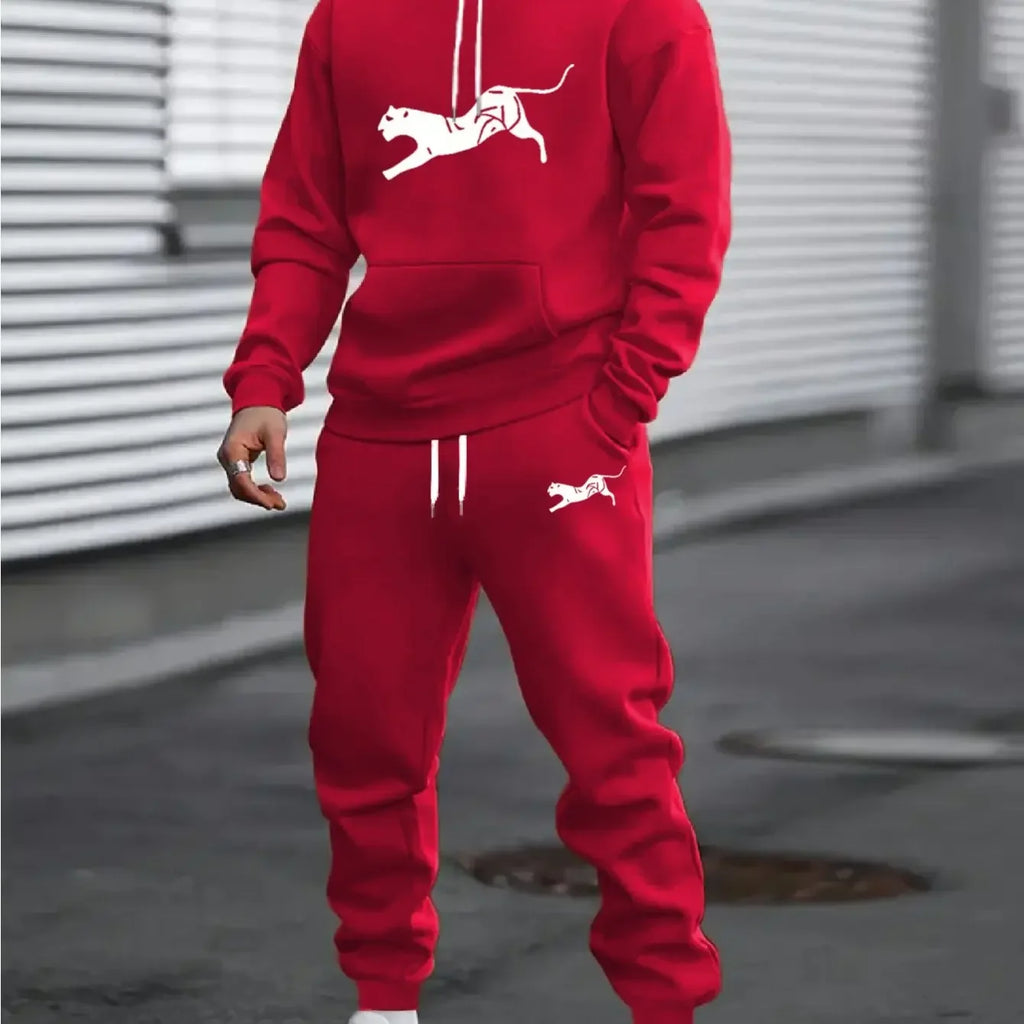 New autumn hoodie hooded set for men and women with drawstring and pockets suitable for daily casual wear, warm and comfortable