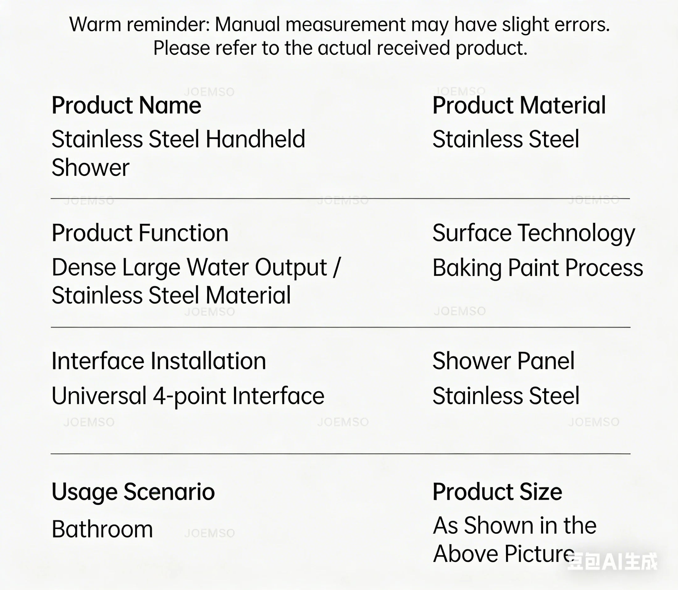 304 stainless steel shower head, handheld shower head for bathroom bathing, bathroom shower head
