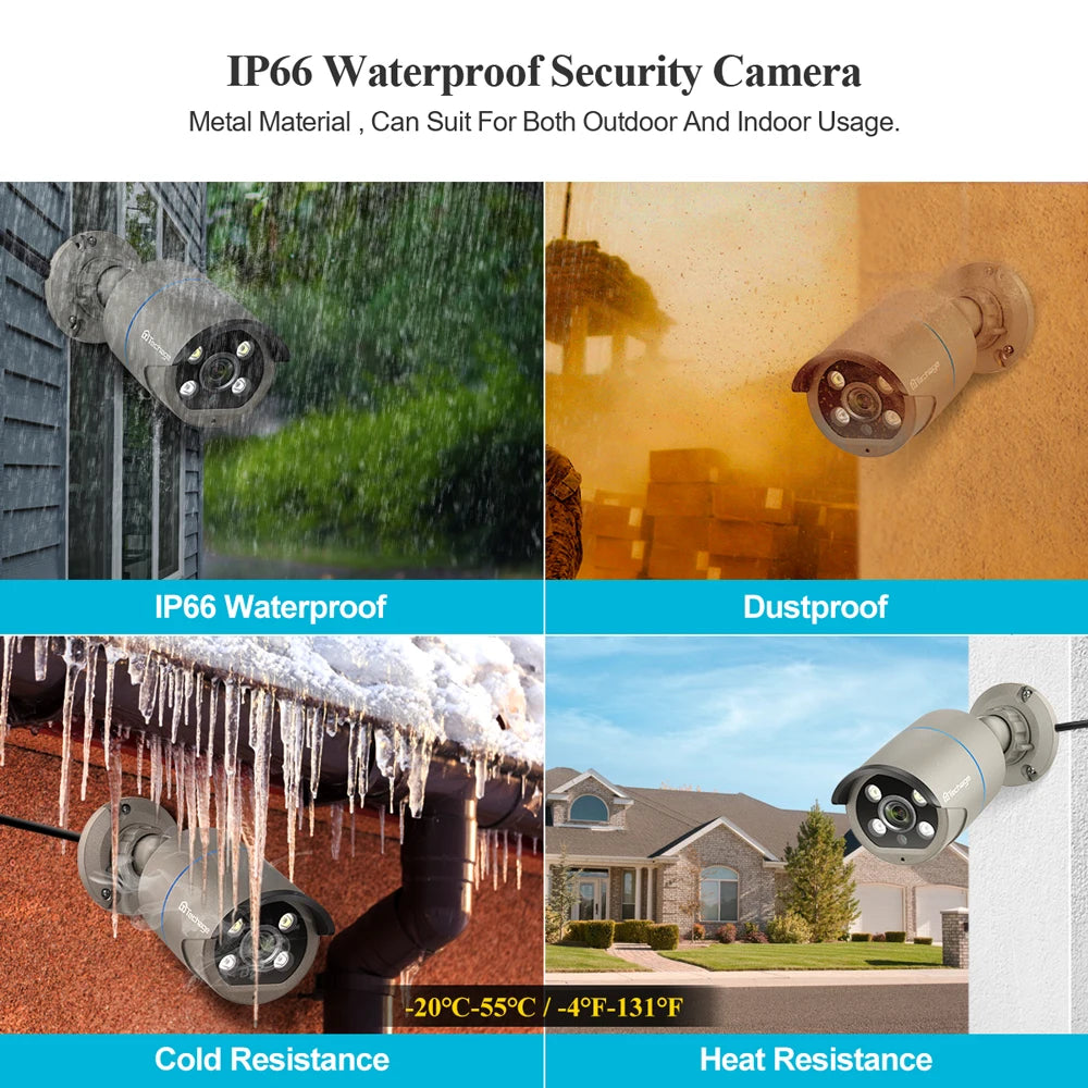 Techage HD 4MP AI POE IP Camera Two Way Audio IR Night Outdoor Waterproof CCTV Video Security Surveillance Camera For NVR Kit