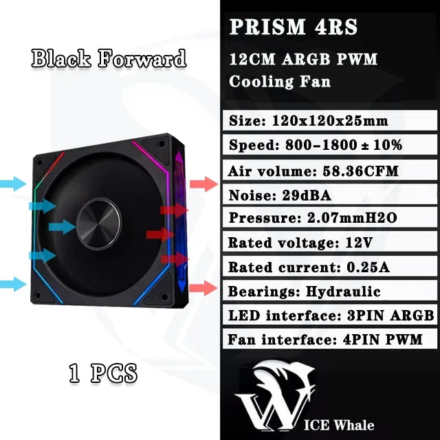LDPCSJ Prism 4RS 120mm ARGB PC Case Fan with Infinity Mirror Design Motherboard Sync 4PIN PWM CPU Cooler Ventilador