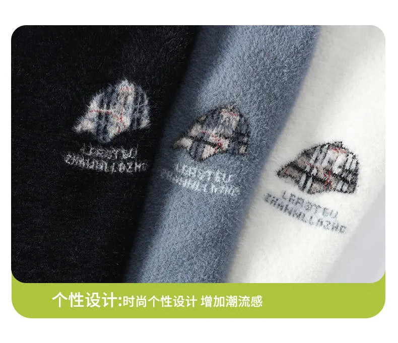 Men's Kintted Long Sleeved Sweater Men Solid Color Sweater Autumn/winter Soft Warm Comfortable Tops Thick Warm Wool Pullovers