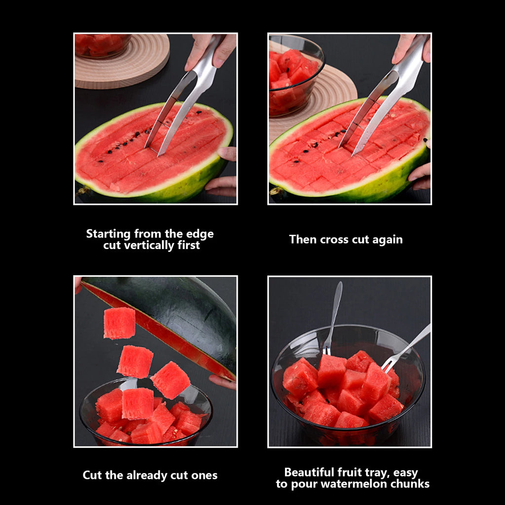 Watermelon Cutter 304 Stainless Steel Watermelon Dicing Cutter Manual Fruit Easy Segmentation Tools Home Use Kitchen Gadgets