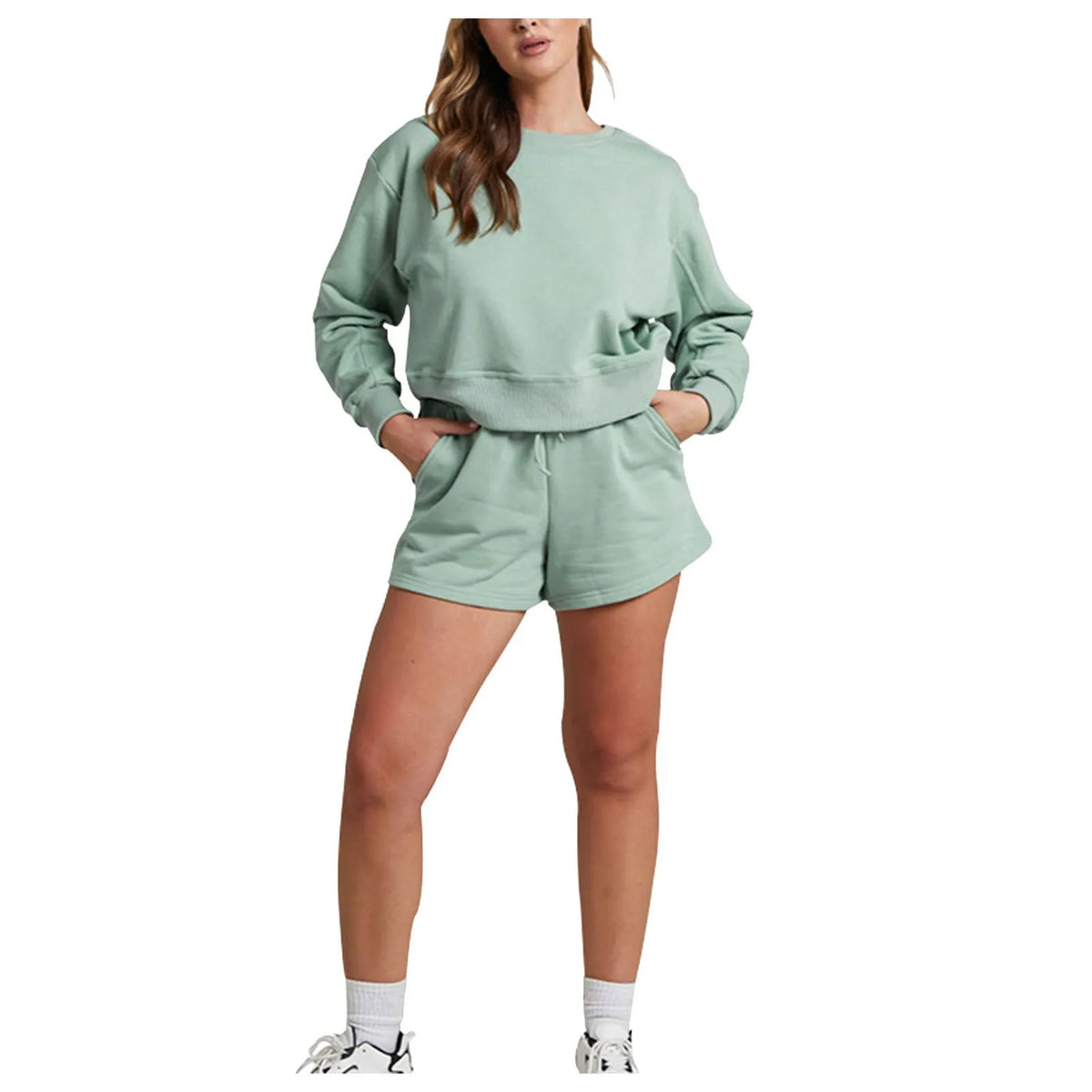 shorts sets women 2 piece outfits Womens Self Cultivation Long Sleeve Casual Hooded Sweatshirt Two Piece костюм женский летний