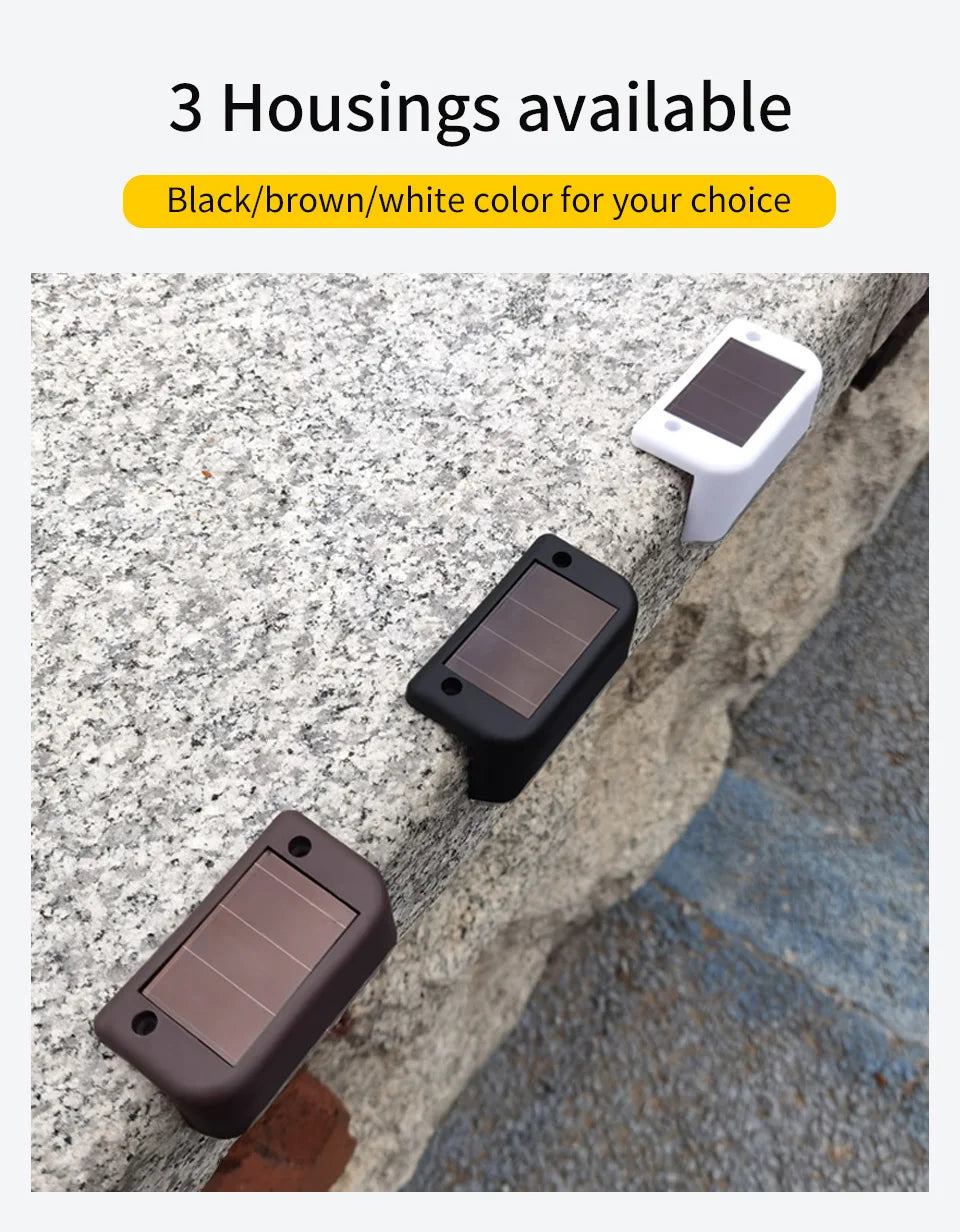 LED Solar Staircase Light Waterproof Passage Patio Courtyard Guardrail Step Lamp for Outdoor Garden Borders Terrace Fence Light