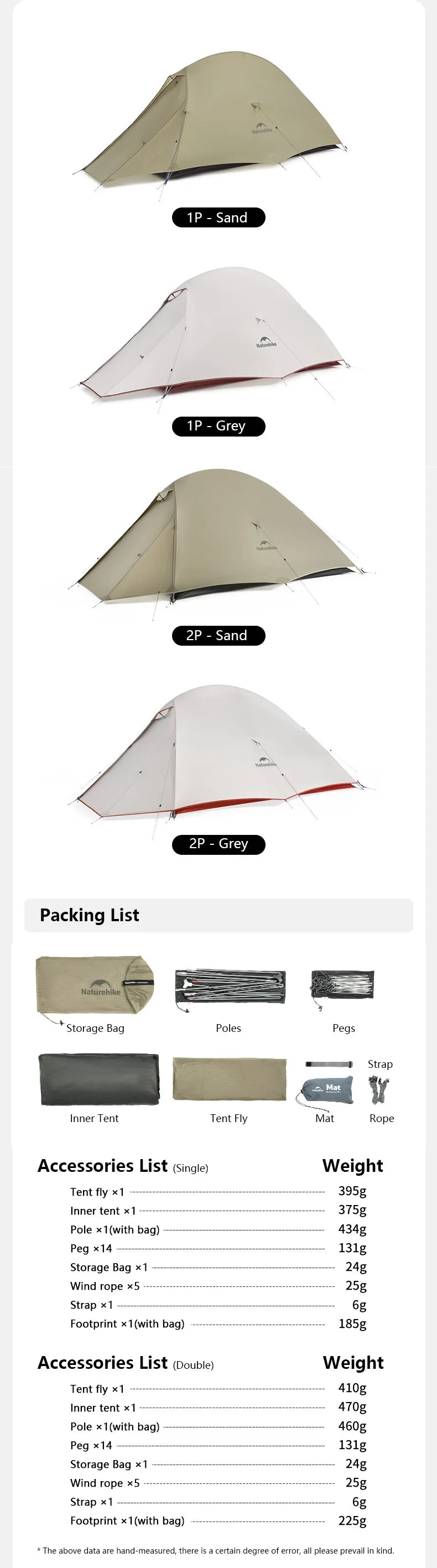 Naturehike Cloud Up 1 Upgraded Tent Ultralight Camping Tent Waterproof Outdoor Hiking Travel Tent Backpacking Cycling Tent