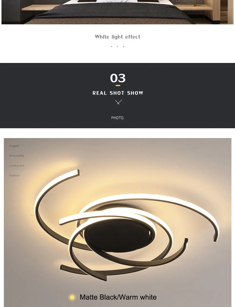 Modern LED Ceiling Lights Lighting For Living Study Room Bedroom Ceiling Lamp Indoor Lighting Home Decoration Lights White/Black