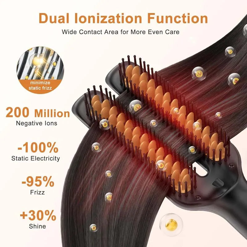 Electric Straightening Brush One-Step Heated Straightener Flat Iron Smooth Anti Frizz Hair Electric Brush Straightener Comb