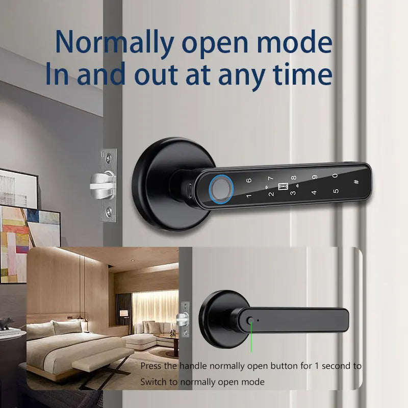 Biometric Fingerprint Door Lock Smart Password Handle Lock Anti Peeping Security TTLOCK App Remote Unlocking Keyless Entry