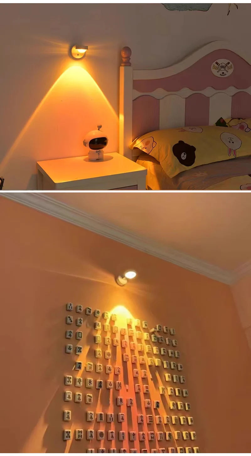 Wireless Sunset Lamp Night Light Projector Deoration Home Wall Lamp Kitchen Display Cabinet Cupboard Bedroom RV Reading Lamps
