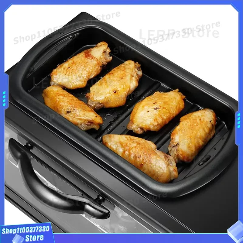 3 in 1 Breakfast Station with Coffee Maker Toaster Oven and Hot Plate Multifunctional Kitchen Appliance for Home Use Compact