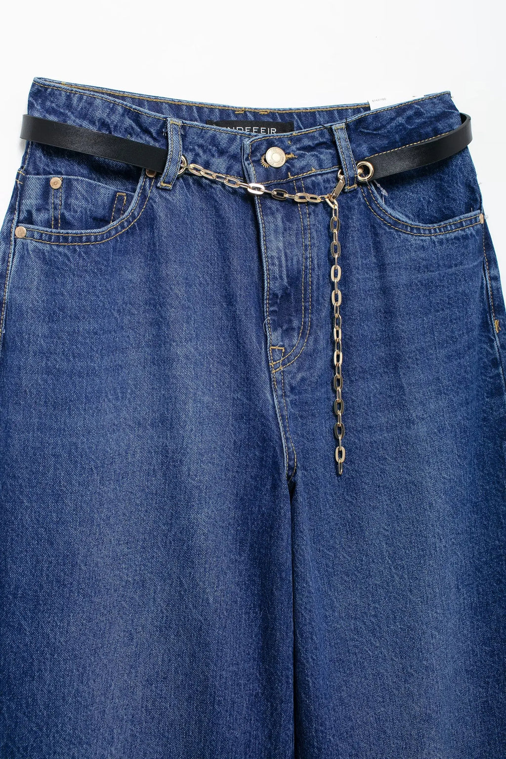 HH 2025 Summer Women Fashion Denim Trousers Set Solid Cropped Vest Top + Chain Lace Up Versatile Female Wide Leg Long Pant