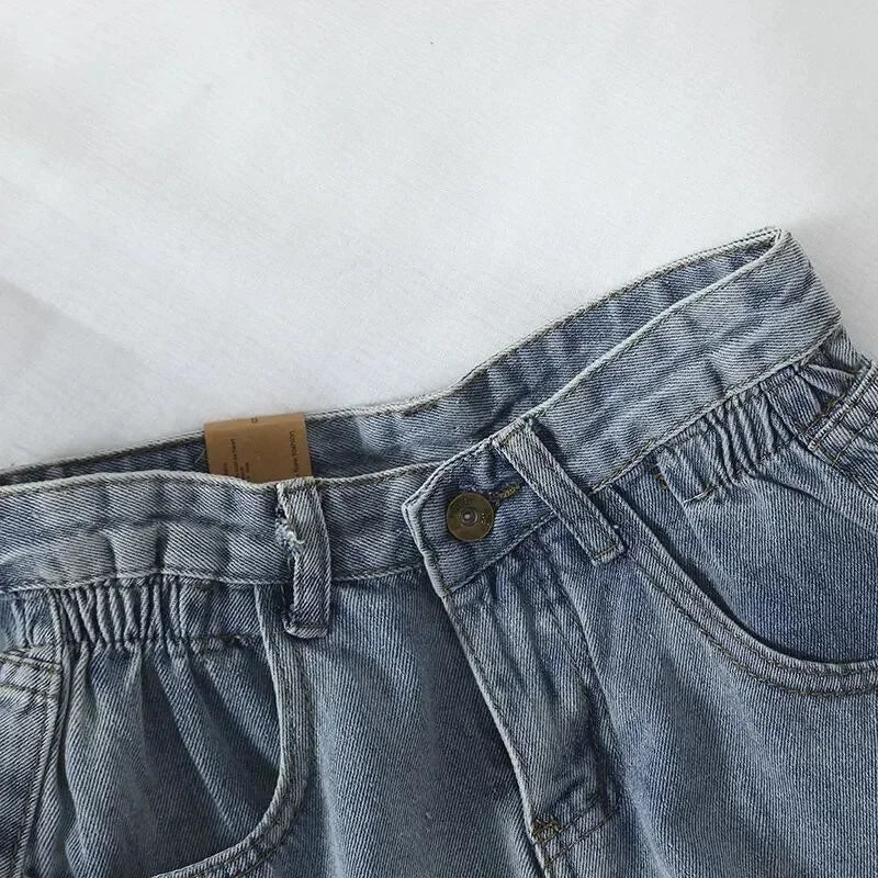 PTKPCC New Summer Korean Retro High-waist Loose  Jeans Shorts Women Versatile Edge Casual Hot Pants Women Clothing Jeans PTKPCC