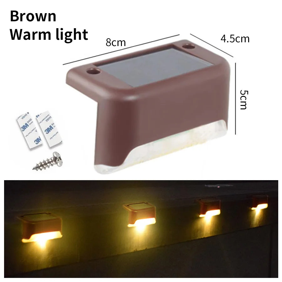LED Solar Staircase Light Waterproof Passage Patio Courtyard Guardrail Step Lamp for Outdoor Garden Borders Terrace Fence Light
