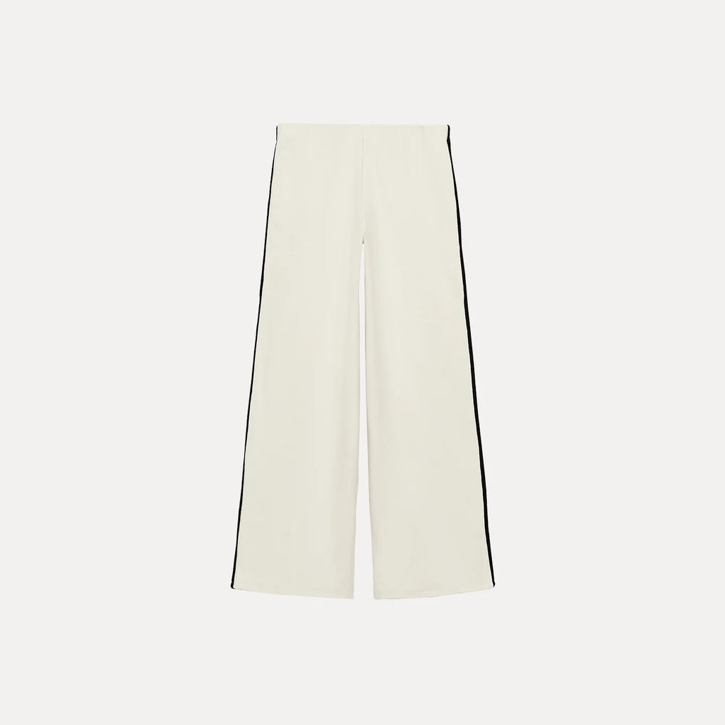 ZADATA Women's Summer Fashion Set round Neck Sleeveless Wide Leg Pants High Waist Color Block Design Top And Bottoms Ensemble