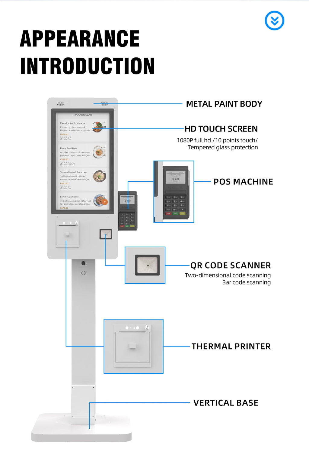32 Inch Vertical POS Touch Screen Cash Register Terminal With Full HD Android For Retail And Restaurant Stores