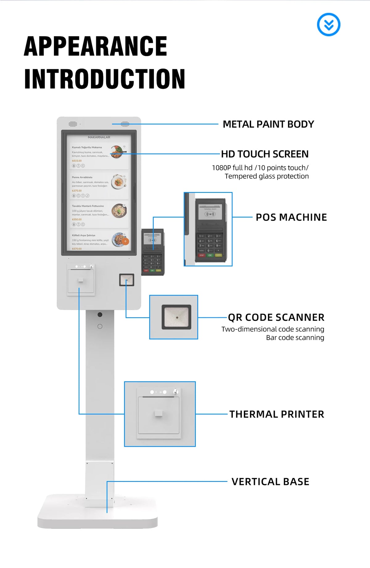 32 Inch Vertical POS Touch Screen Cash Register Terminal With Full HD Android For Retail And Restaurant Stores