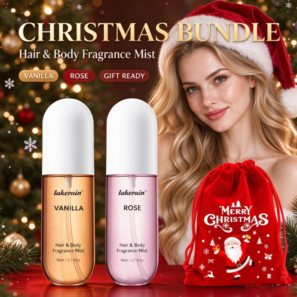 Christmas Gift 50ml Vanilla Rose Fragrance Spray Hair & Body Fragrance Mist Fresh Long Lasting Perfume Travel Size Freshener Spr