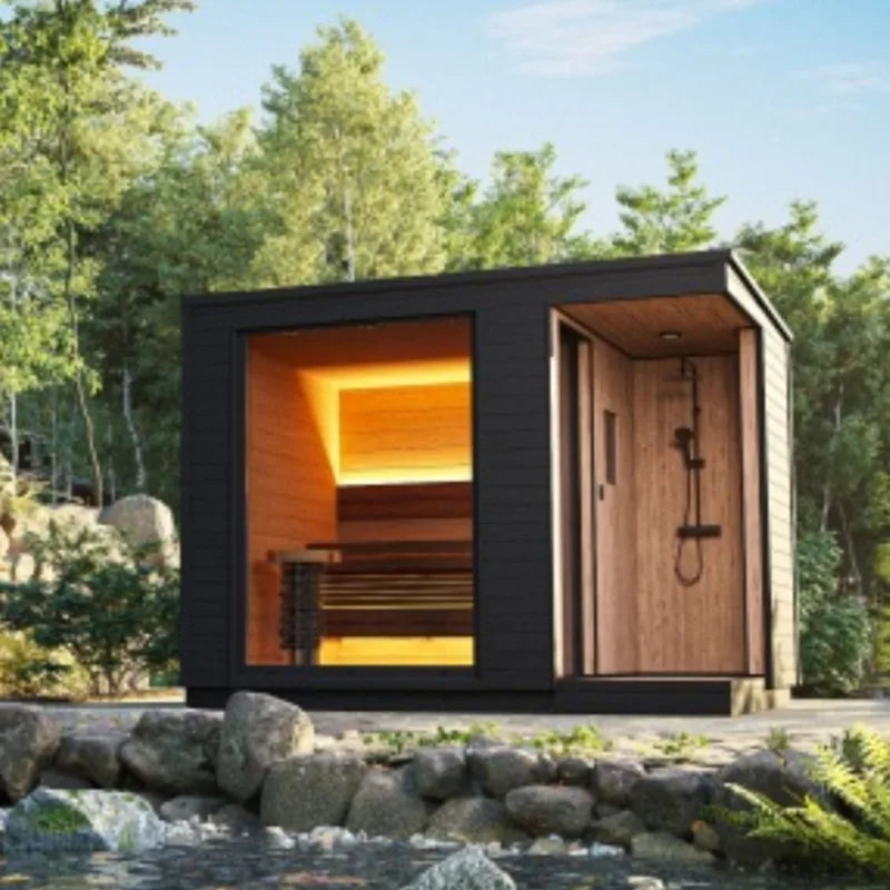 Design Solid Wood Electric Sauna Room Outdoor Smart Dry Steam for 2-6 People Control Panel Heating 5-Year Warranty Customized