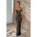 Elegant lace strapless waist cinching long dress with heart-shaped neckline for slimming and formal evening ladies' dress