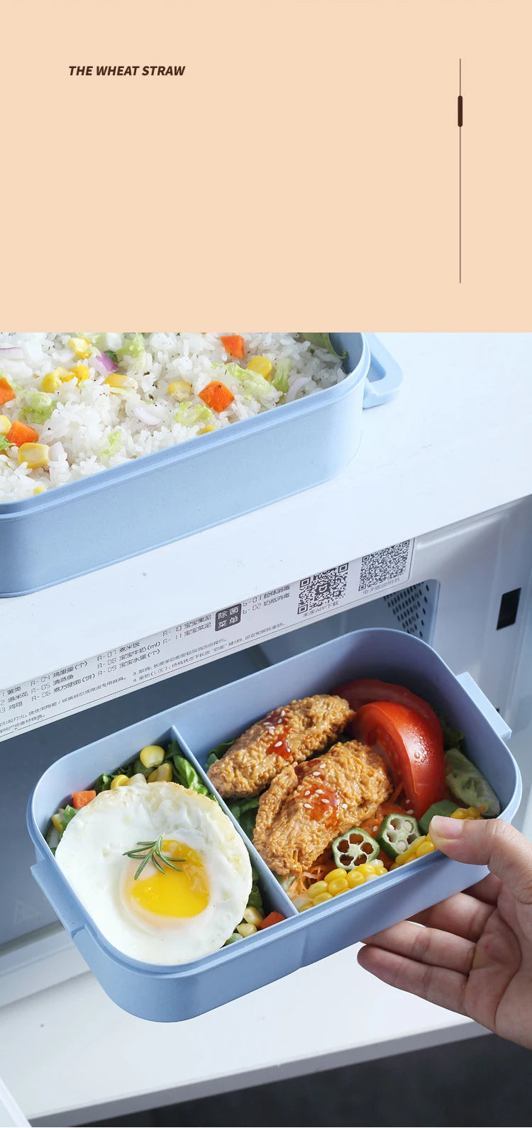 Kitchen Home Microwave Lunch Box Wheat Straw Dinnerware Food Storage Container Children Kids School Office Portable Bento Box