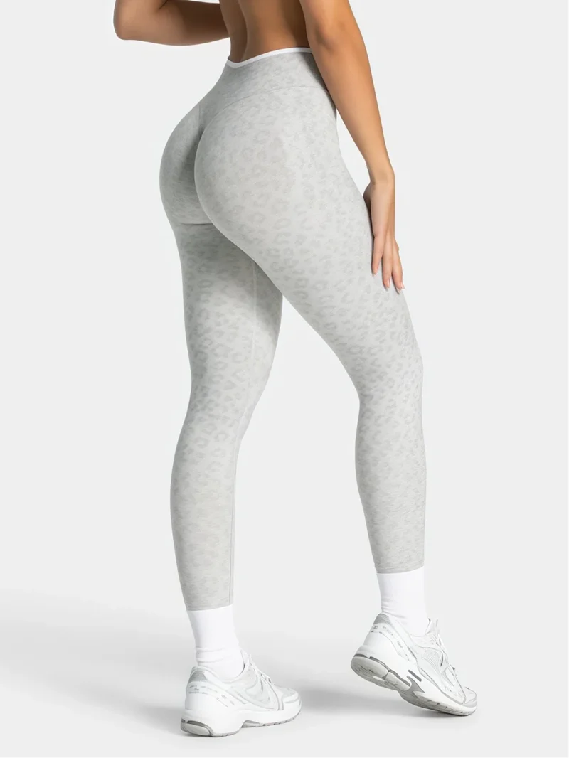HISTELLO Seamless Sports Pants Leopard Print High Waist Scrunch Hip Shaping Elastic Tummy Fit Running Fitness Yoga Leggings