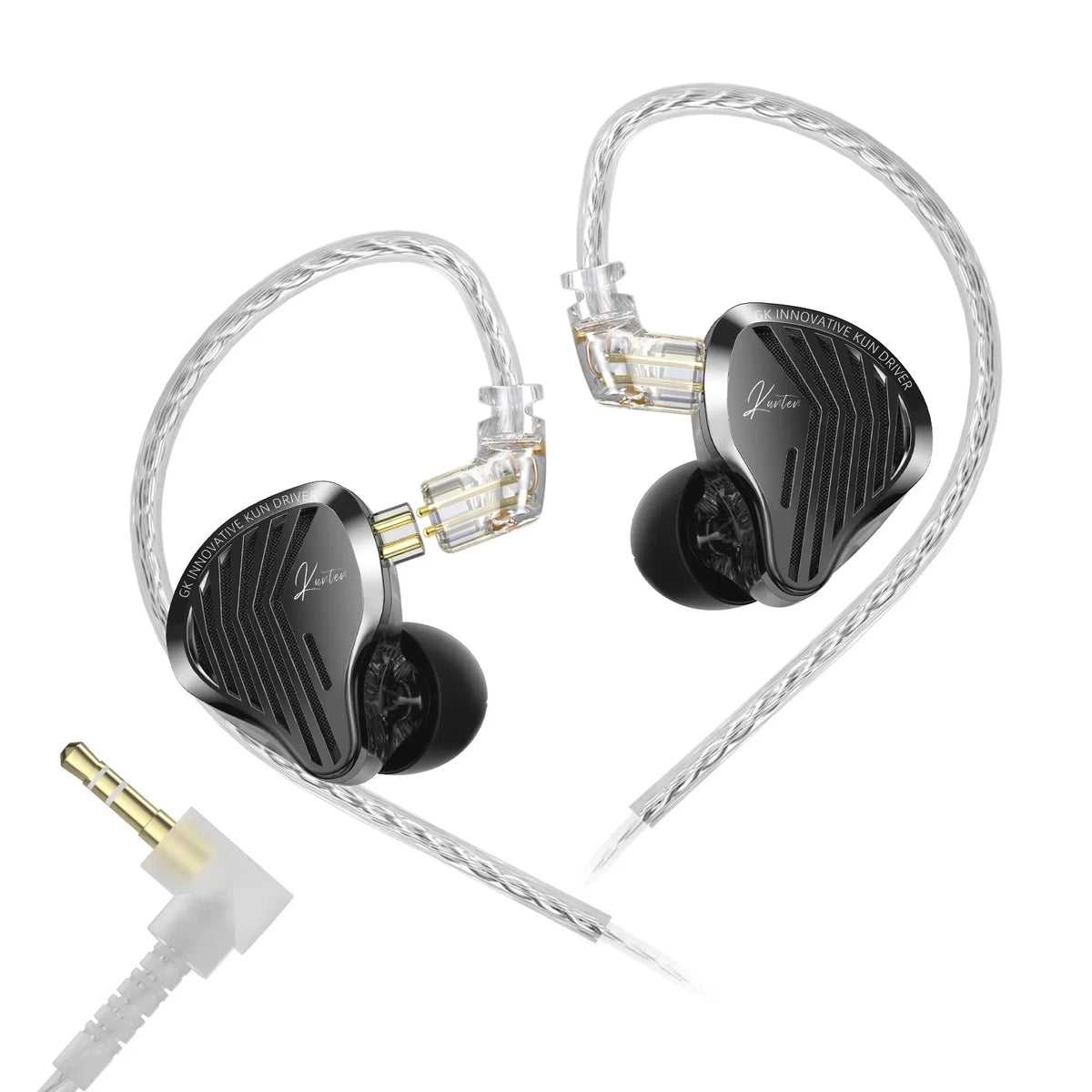 Gk Kunten 1DD Dynamic Drive Earphone Hifi IEMs In Ear Earbuds 2pin Detachable Cable Metal Gamer Headset