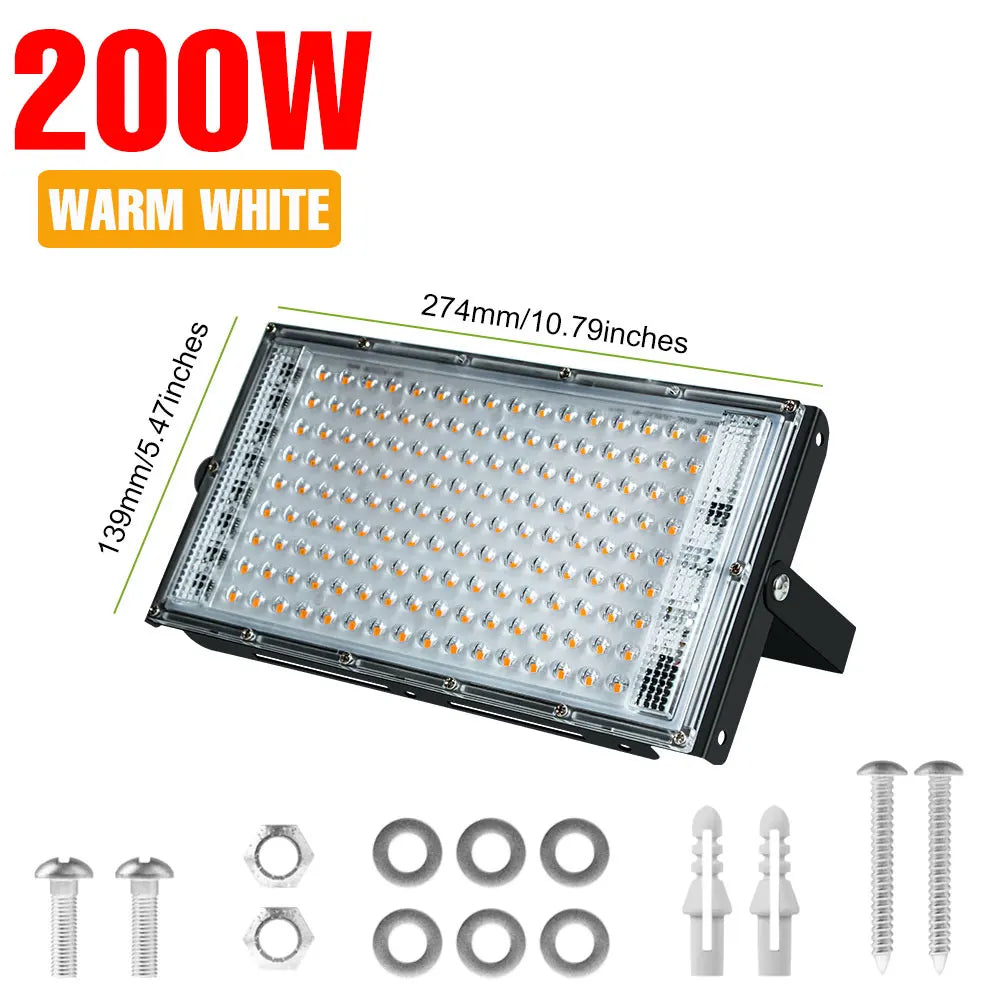 200W Outdoor LED Flood Light IP65 Waterproof Street Lamp 220V Spotlight Storage Room Corridor Gardn Lighting Cold/Warm White
