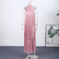 Party Women's Dress Halter Sleeveless Backless Tassel Solid Female Long Holiday Dresses 2026 Summer Fashion Elegant Lady Robe