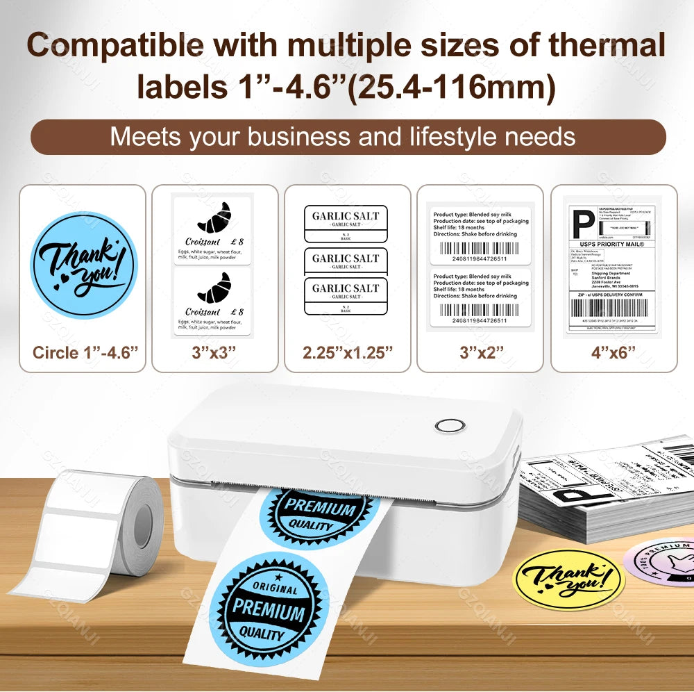 4inch 110mm Marklife X4 Bluetooth Thermal Label Printer Wireless Shipping Express Maker Compatible with iPhone Android Windows