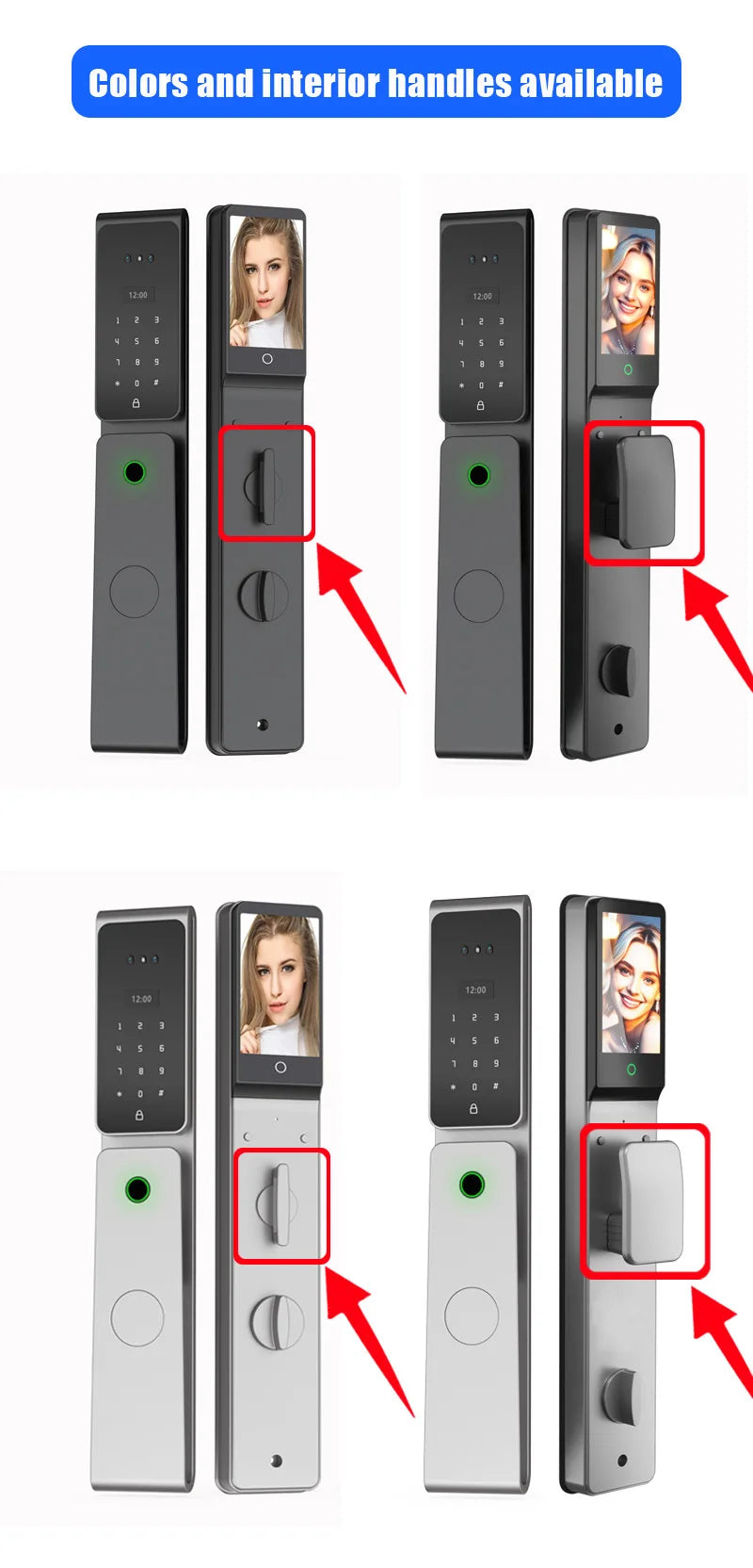 EGFirtor TUYA  APP Remote Control IC Card Electronic Smart Door Lock Waterproof  3D Face Password Fingerprint Keys Unlock Way