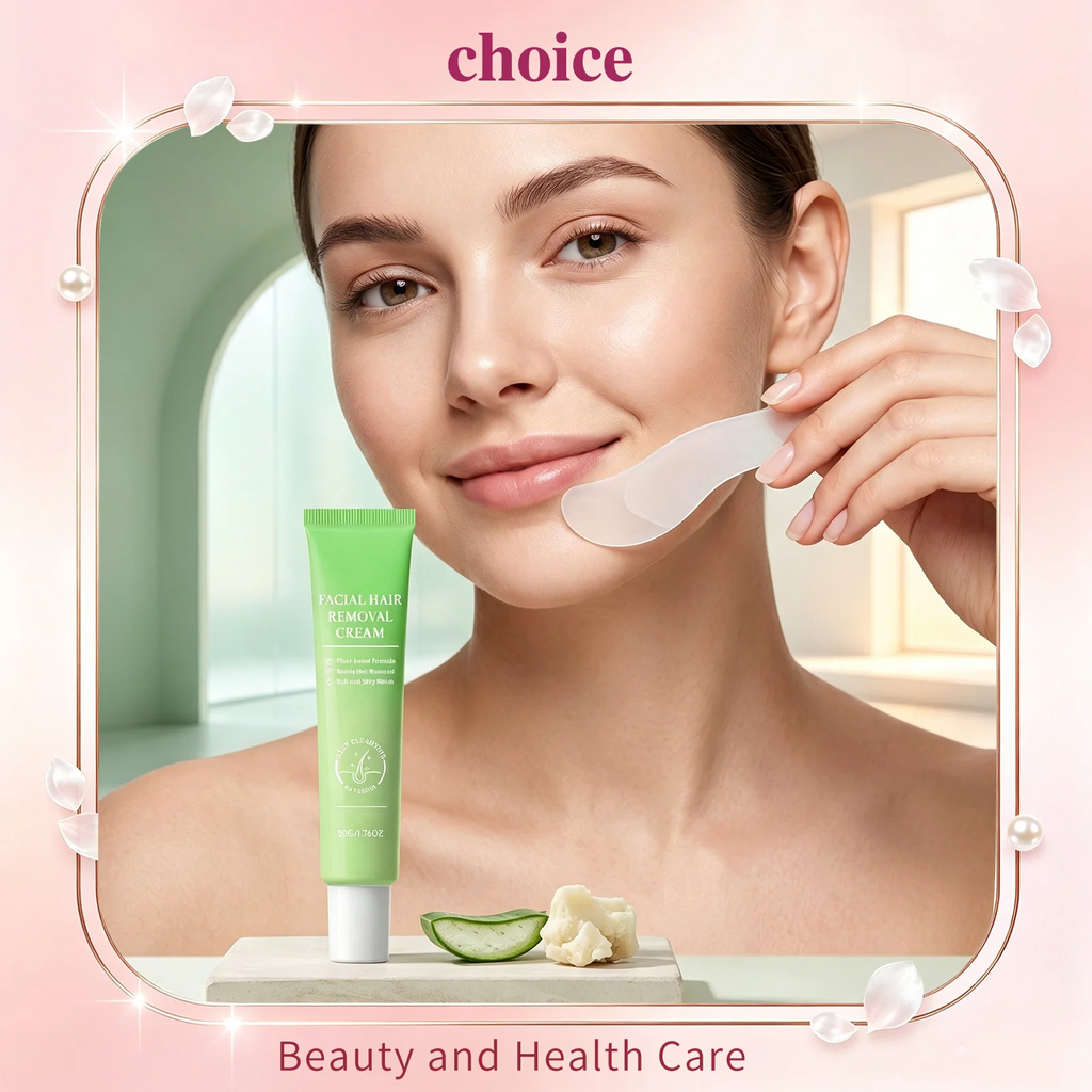 Painless Facial Hair Removal Cream Kit For Women Sensitive Skin 2‑in‑1 With Soothing Cream Home Use Upper Lip Chin Hair Remover
