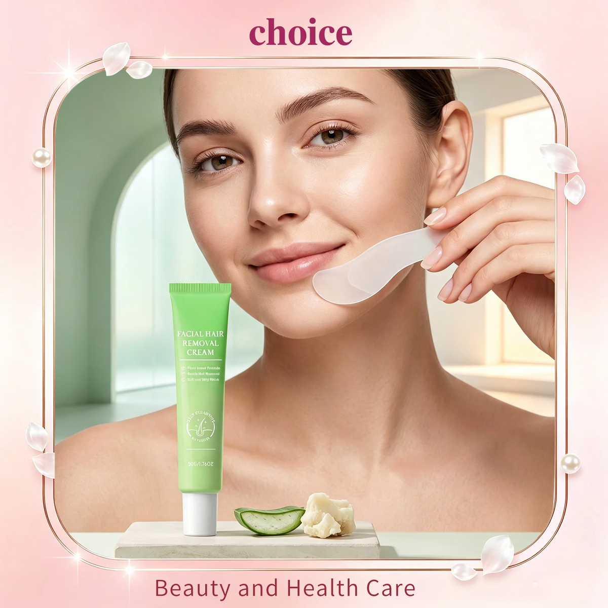 Painless Facial Hair Removal Cream Kit For Women Sensitive Skin 2‑in‑1 With Soothing Cream Home Use Upper Lip Chin Hair Remover
