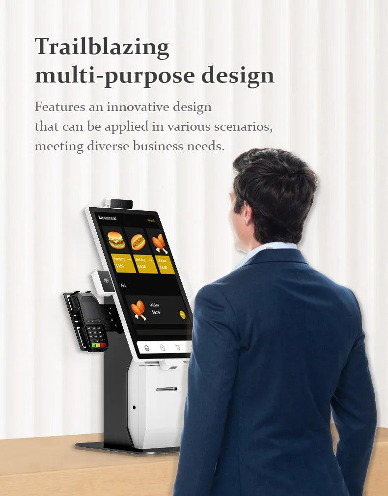 Wall Mounting Touch Screen Kiosk Floor Standing Query Machine Modern Payment Kiosk With Barcode Scanner