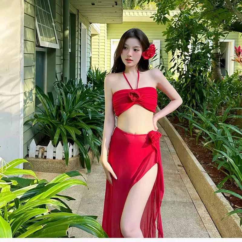 Bikini Set Invisible Push Up V Cut Small Large Bust Swimwear Summer Getaway Slimming Sexy Pure Chic Influencer Beach Resort