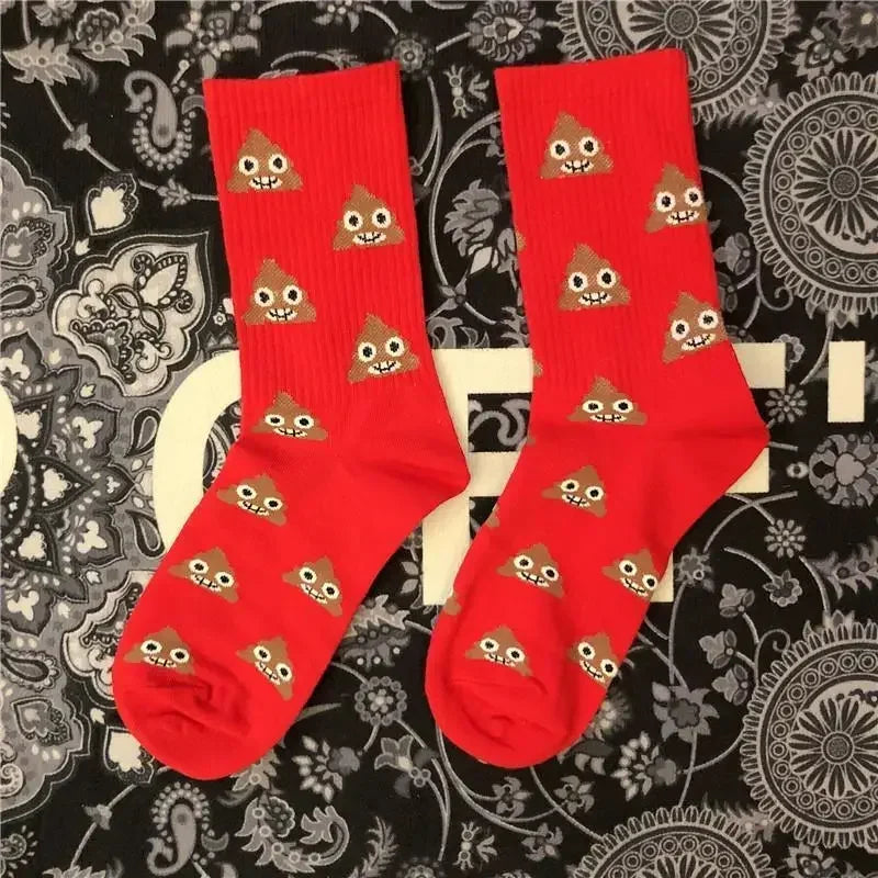 Lovely Street Fashion New Hiphop Cotton Rainbow Socks Harajuku Happy Funny Smile Poop with eyes Shard Dung Birthday Wedding Gift