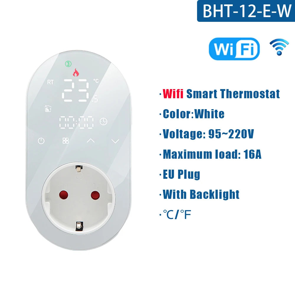 Tuya WiFi Smart Thermostat Socket APP Control Temperature Controller 16A 220V Digital Thermostat Switch EU Plug for Household