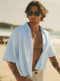Men's Striped Comfortable Short Sleeved Shirt, Suitable for Spring and Autumn Wear, Suitable for Festivals and Daily Outings