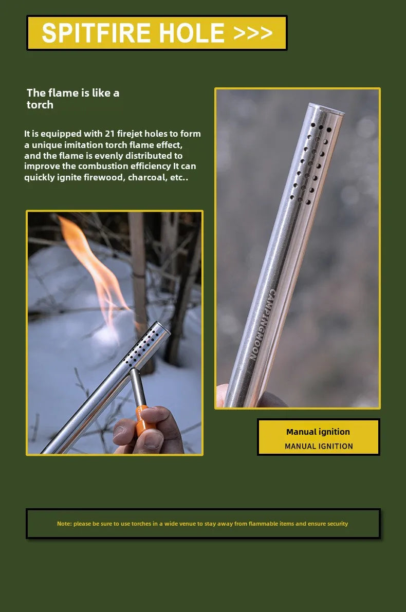 Campingmoon XD-6 Stainless Steel Fire Torch for Outdoor Camping and Barbecue Camping Gear