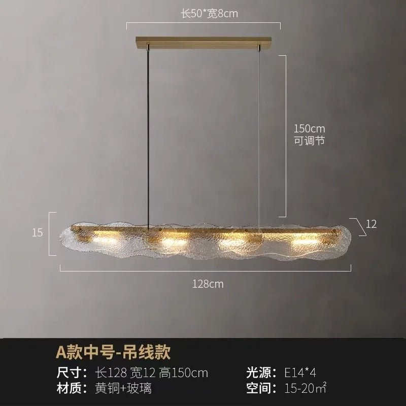 Restaurant modern simple glass crystal bar counter front desk exhibition hall strip decorative lamp