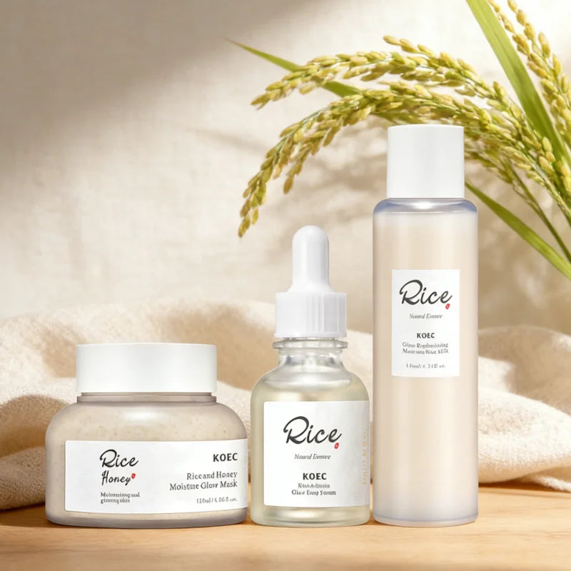 Korean Brand Rice And Honey Skincare Set For Women Oil Control Lifts, Firms, Effective Lightening Skin Care Face Cream Essence