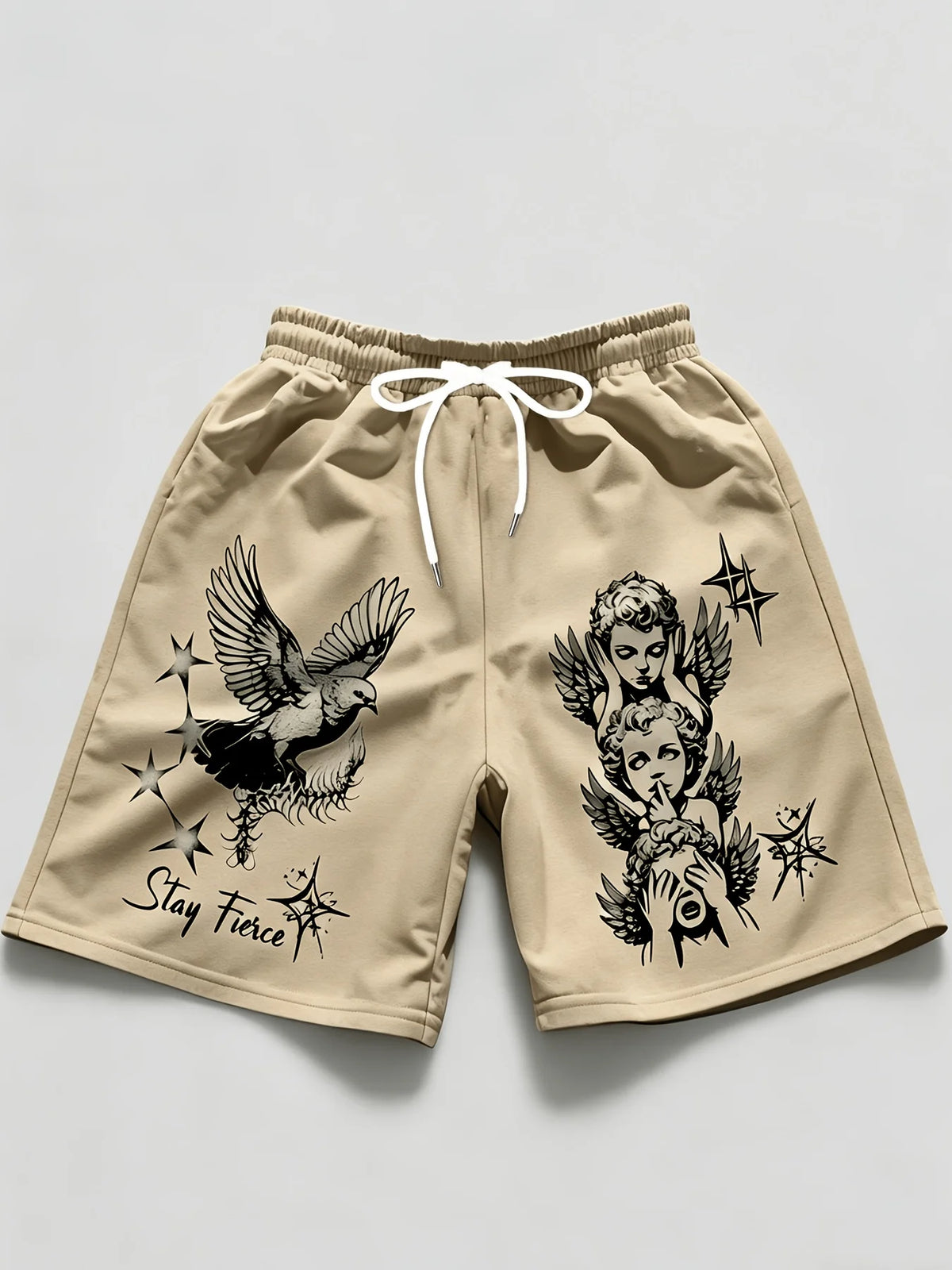 2026 Summer Best-selling Men's Short Pants Casual Sports Fashion Comfortable Soft Breathable Simple Angel Pattern Print