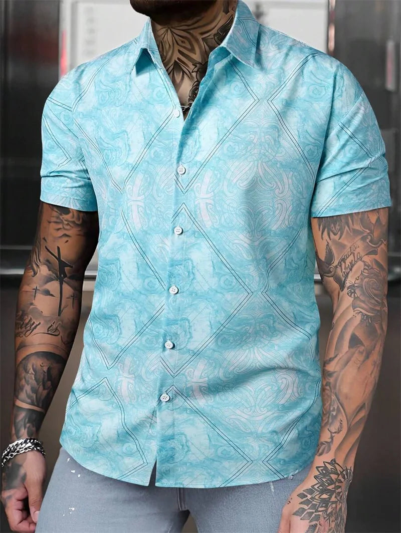 Parrot print tropical Hawaiian shirt men's casual short sleeved button down holiday beach shirt men's loose clothing