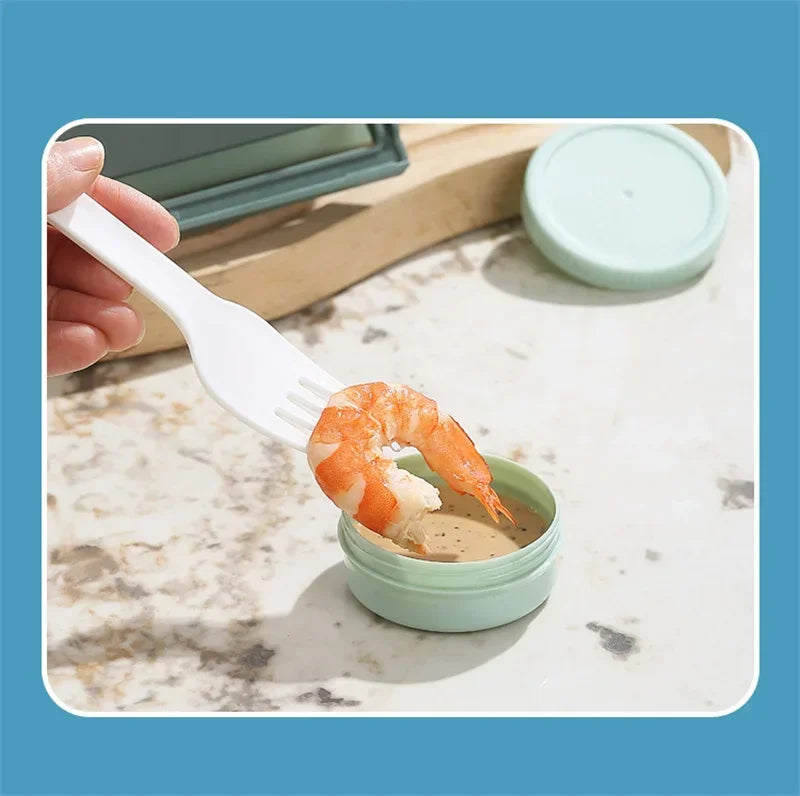 850ML Lunch Box with Tableware Sauce Box Portable Plastic Compartment Bento Box for Kids Food Storage Container Microwavable
