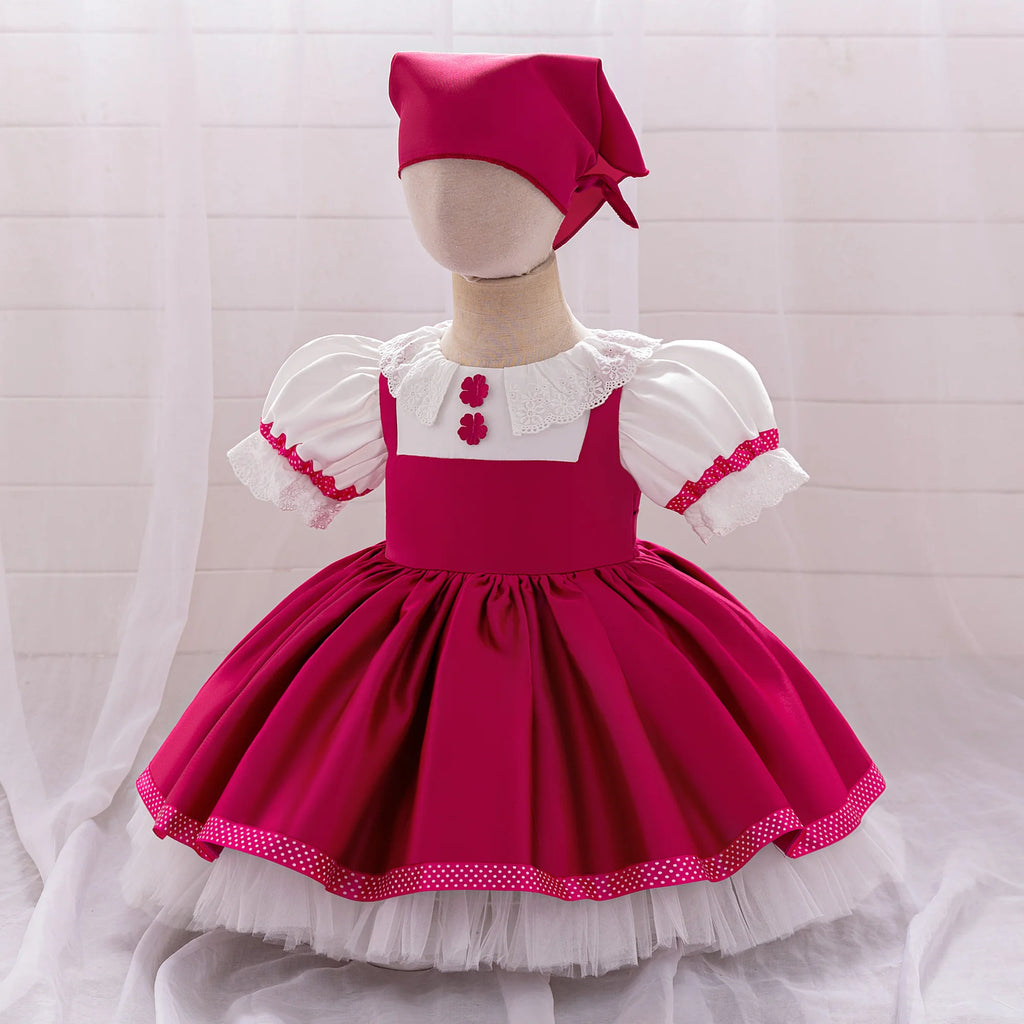 Ma Sha Bear Girls Party Maid Dress 2pcs Toddler Lolita 1st Birthday Wedding Princess Prom Dress Carnival Halloween Kids Clothing