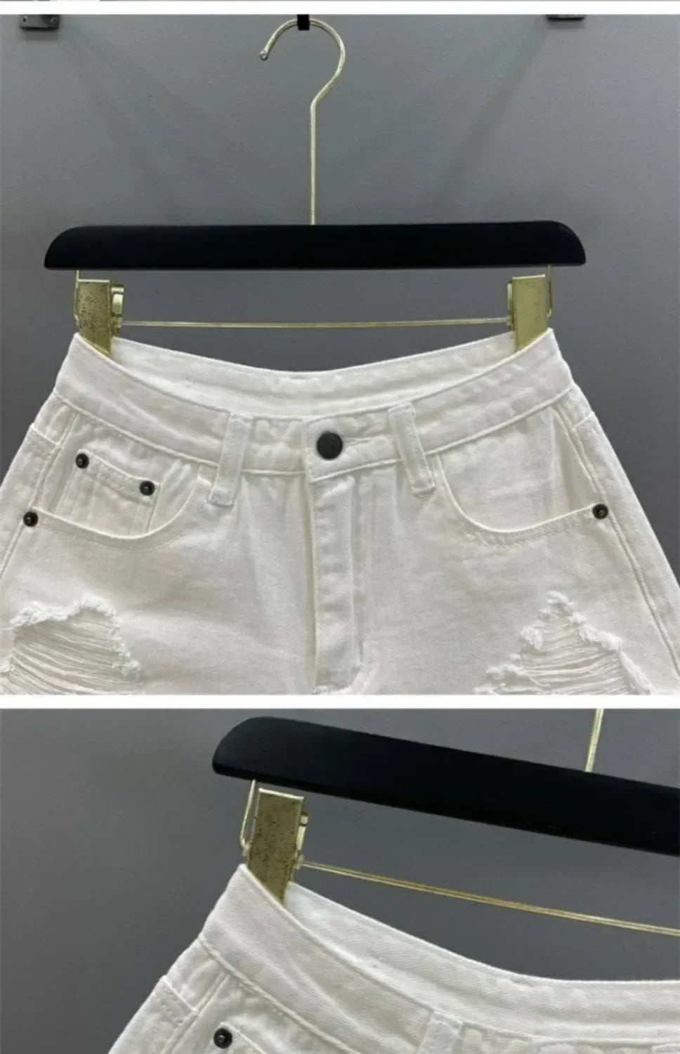 Women's Slim and Low Waist A-line Hairy Wide-leg Hot Girl Ripped Denim Shorts