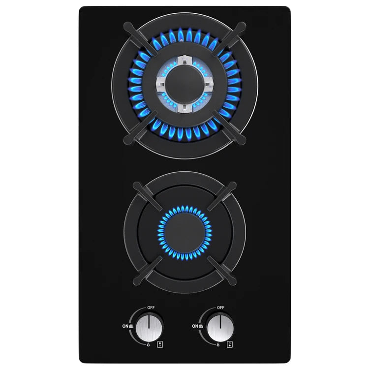 Premium Quality 2-Burner Built-in Gas Hob | Thick Tempered Glass Gas Cooktop | LPG NG Gas Stove Elegant Design