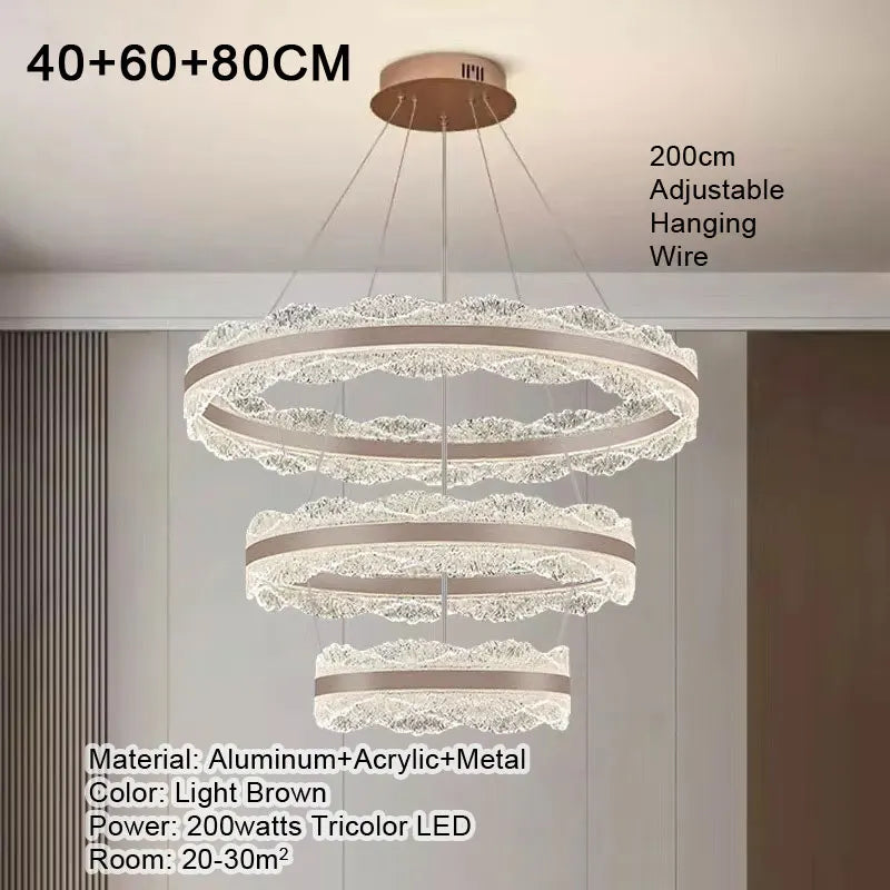 LED Luxury Pendant Light Living Dining Room Bedroom Modern Upscale Acrylic Texture Suspension Lamp Home Decoration