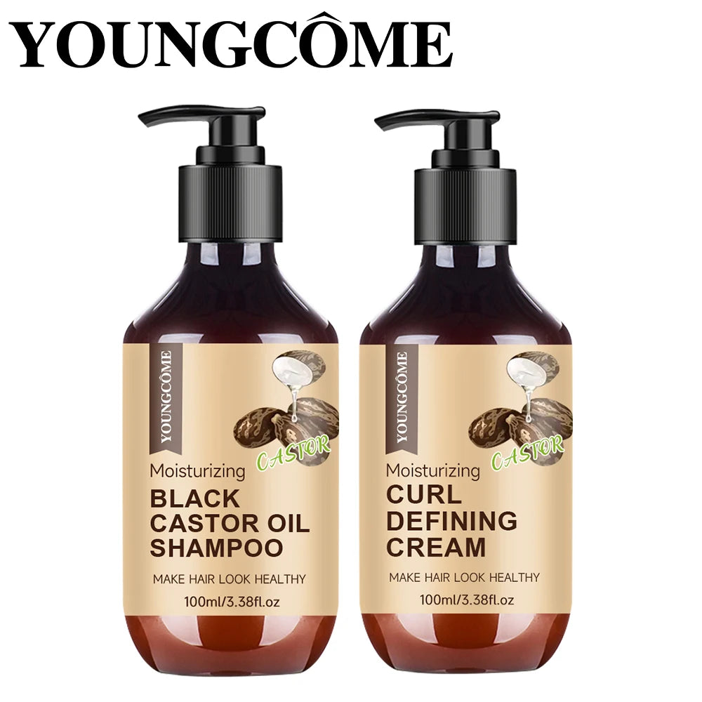 Castor Curl Styling Cream Shampoo Hair Treatment  Loc, Twist Gel, Tames Frizz & Edges Frizzy Smooth Nourish Straightening Care
