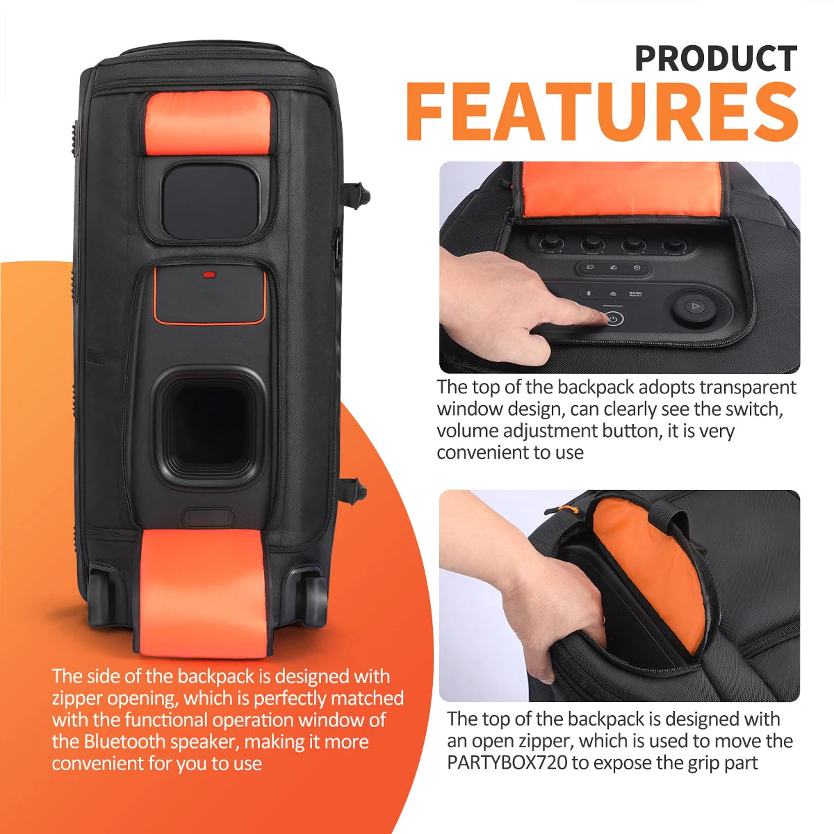 Carrying Case for JBL PartyBox 720,Travel Storage Tote Bag Fits for PartyBox 720 Speaker and Accessories,Case Only